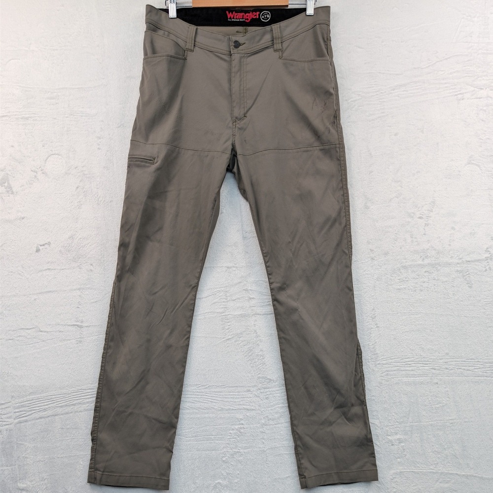 Wrangler Pants Men's 36x34 Olive Brown ATG All Terrain Gear Straight Leg Stretch